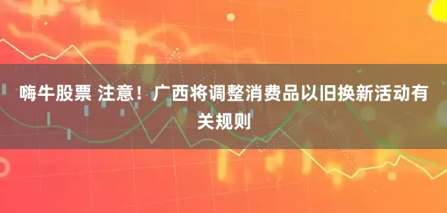 嗨牛股票 注意！广西将调整消费品以旧换新活动有关规则